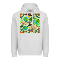 Dove Grey geography class seamless pattern Premium Hoodie - BundleAndBundleShop
