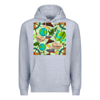 Heather Grey geography class seamless pattern Premium Hoodie - BundleAndBundleShop