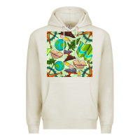 Oatmeal Heather geography class seamless pattern Premium Hoodie - BundleAndBundleShop