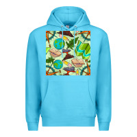 Ocean Blue geography class seamless pattern Premium Hoodie - BundleAndBundleShop