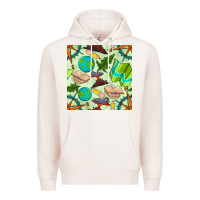 Pale Pink geography class seamless pattern Premium Hoodie - BundleAndBundleShop