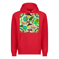 Red geography class seamless pattern Premium Hoodie - BundleAndBundleShop