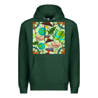 Sports Green geography class seamless pattern Premium Hoodie - BundleAndBundleShop
