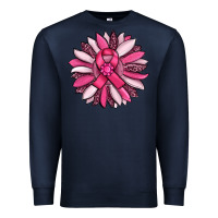 Navy breast awareness cancer pink sunflower Premium Sweatshirt - RanaPortraitStore