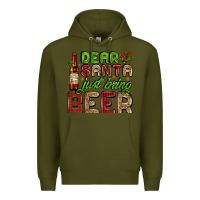 Army Green dear santa just bring a beer with a beer bottle Premium Hoodie - AdoDesignShop