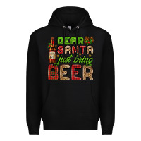 Black dear santa just bring a beer with a beer bottle Premium Hoodie - AdoDesignShop