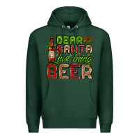 Sports Green dear santa just bring a beer with a beer bottle Premium Hoodie - AdoDesignShop