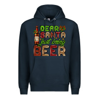 Navy dear santa just bring a beer with a beer bottle Premium Hoodie - AdoDesignShop