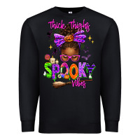 Black Thick Thighs Spooky Vibes Premium Sweatshirt - texasbilliewilder