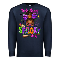 Navy Thick Thighs Spooky Vibes Premium Sweatshirt - texasbilliewilder