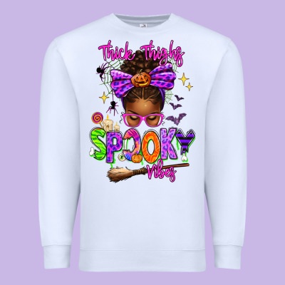Thick Thighs Spooky Vibes Premium Sweatshirt Designed By Texasbilliewilder