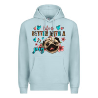 Blue Mist life is better with a pug Premium Hoodie - Jasminsmagicworld