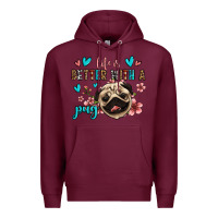 Burgundy life is better with a pug Premium Hoodie - Jasminsmagicworld
