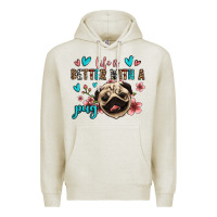 Oatmeal Heather life is better with a pug Premium Hoodie - Jasminsmagicworld