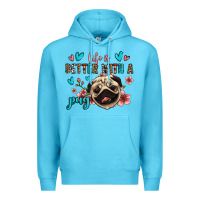 Ocean Blue life is better with a pug Premium Hoodie - Jasminsmagicworld