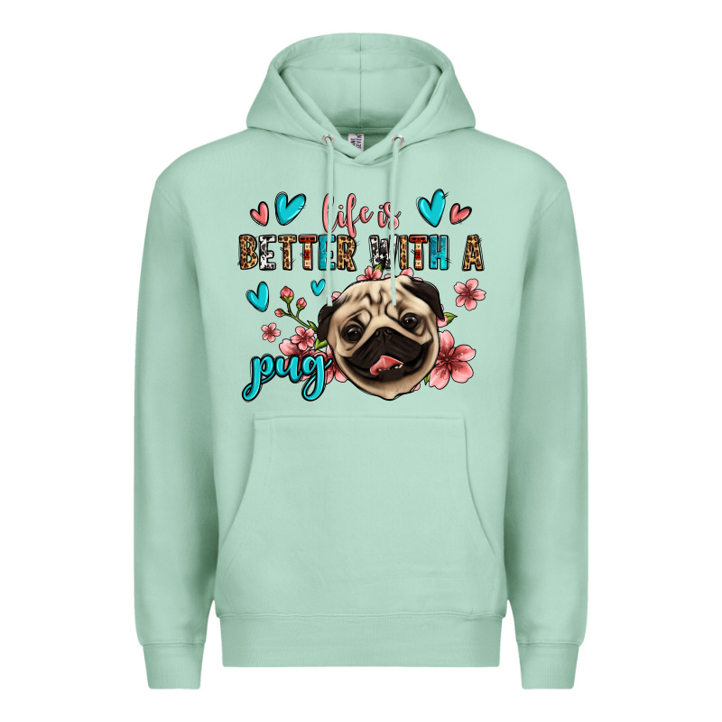 Life Is Better With A Pug Premium Hoodie by Jasminsmagicworld | Teevron