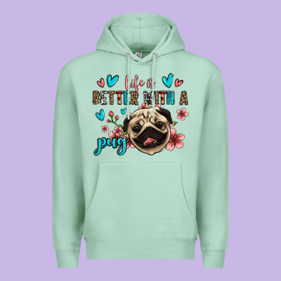 Life Is Better With A Pug Premium Hoodie Designed By Jasminsmagicworld