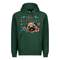 Sports Green life is better with a pug Premium Hoodie - Jasminsmagicworld
