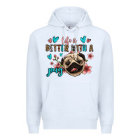 White life is better with a pug Premium Hoodie - Jasminsmagicworld