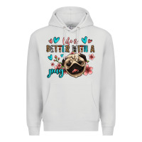 Dove Grey life is better with a pug Premium Hoodie - Jasminsmagicworld