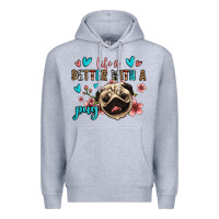 Heather Grey life is better with a pug Premium Hoodie - Jasminsmagicworld