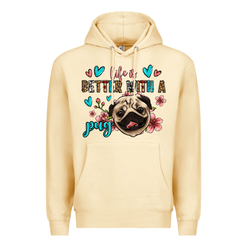Life Is Better With A Pug Premium Hoodie by Jasminsmagicworld | Teevron