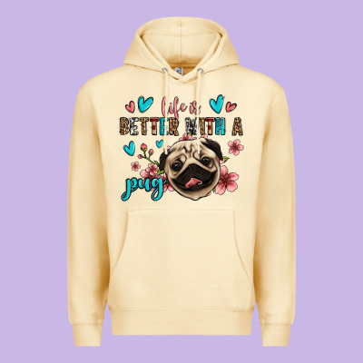 Life Is Better With A Pug Premium Hoodie Designed By Jasminsmagicworld
