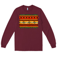 Burgundy bullskull thunderbird aztec pattern warm colors Long Sleeve Tee - BarkalooDesign