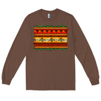 Chestnut bullskull thunderbird aztec pattern warm colors Long Sleeve Tee - BarkalooDesign