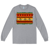 Heather Grey bullskull thunderbird aztec pattern warm colors Long Sleeve Tee - BarkalooDesign