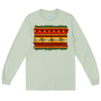 Matcha bullskull thunderbird aztec pattern warm colors Long Sleeve Tee - BarkalooDesign
