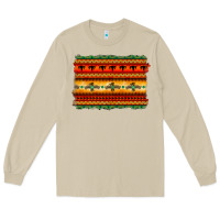 Mushroom bullskull thunderbird aztec pattern warm colors Long Sleeve Tee - BarkalooDesign