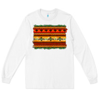 White bullskull thunderbird aztec pattern warm colors Long Sleeve Tee - BarkalooDesign