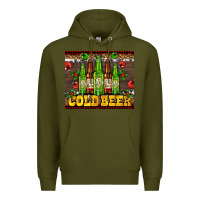Army Green cold beer with beer bottles Premium Hoodie - AdoDesignShop