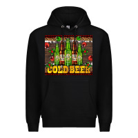 Black cold beer with beer bottles Premium Hoodie - AdoDesignShop