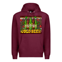 Burgundy cold beer with beer bottles Premium Hoodie - AdoDesignShop