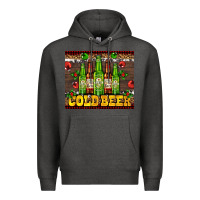 Charcoal Heather cold beer with beer bottles Premium Hoodie - AdoDesignShop