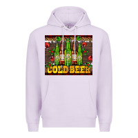 Lilac cold beer with beer bottles Premium Hoodie - AdoDesignShop