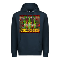 Navy cold beer with beer bottles Premium Hoodie - AdoDesignShop