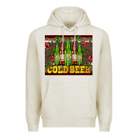 Oatmeal Heather cold beer with beer bottles Premium Hoodie - AdoDesignShop