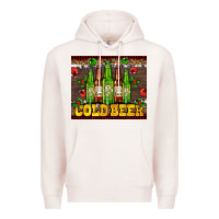 Pale Pink cold beer with beer bottles Premium Hoodie - AdoDesignShop
