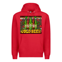 Red cold beer with beer bottles Premium Hoodie - AdoDesignShop