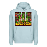 Blue Mist cold beer with beer bottles Premium Hoodie - AdoDesignShop