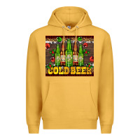 Mustard cold beer with beer bottles Premium Hoodie - AdoDesignShop