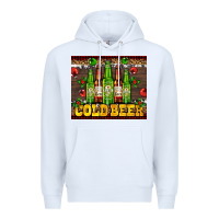 White cold beer with beer bottles Premium Hoodie - AdoDesignShop