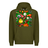Army Green physical education class seamless pattern Premium Hoodie - BundleAndBundleShop