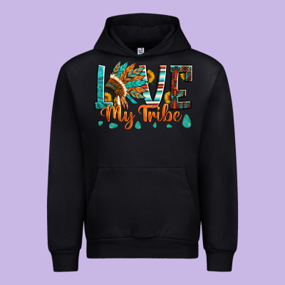 Love My Tribe Native American Indian Headdress Urban Hoodie Designed By Artiststas