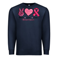 Navy breast cancer peace love cure Premium Sweatshirt - RanaPortraitStore