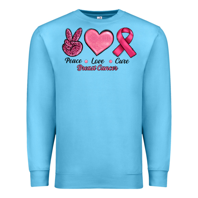 Breast Cancer Peace Love Cure Premium Sweatshirt by RanaPortraitStore | Teevron