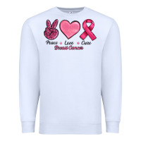 White breast cancer peace love cure Premium Sweatshirt - RanaPortraitStore